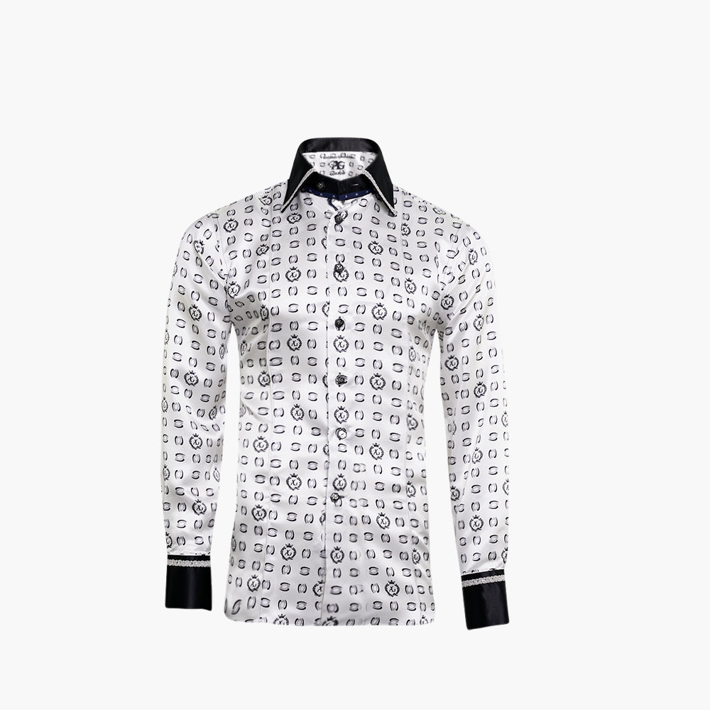 White & Grey AG Alloro Silk Shirt - AG25S1HAS13
