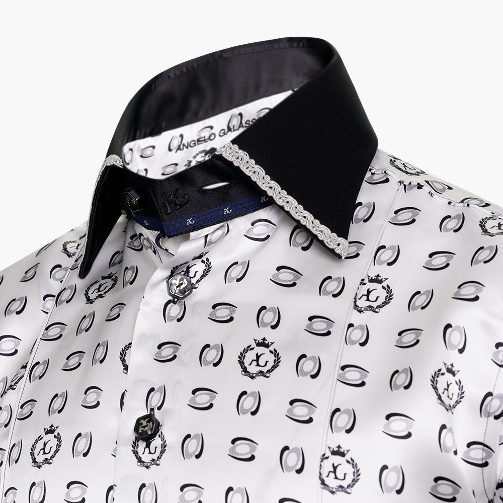 White & Grey AG Alloro Silk Shirt - AG25S1HAS13