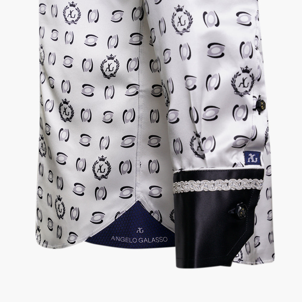 White & Grey AG Alloro Silk Shirt - AG25S1HAS13