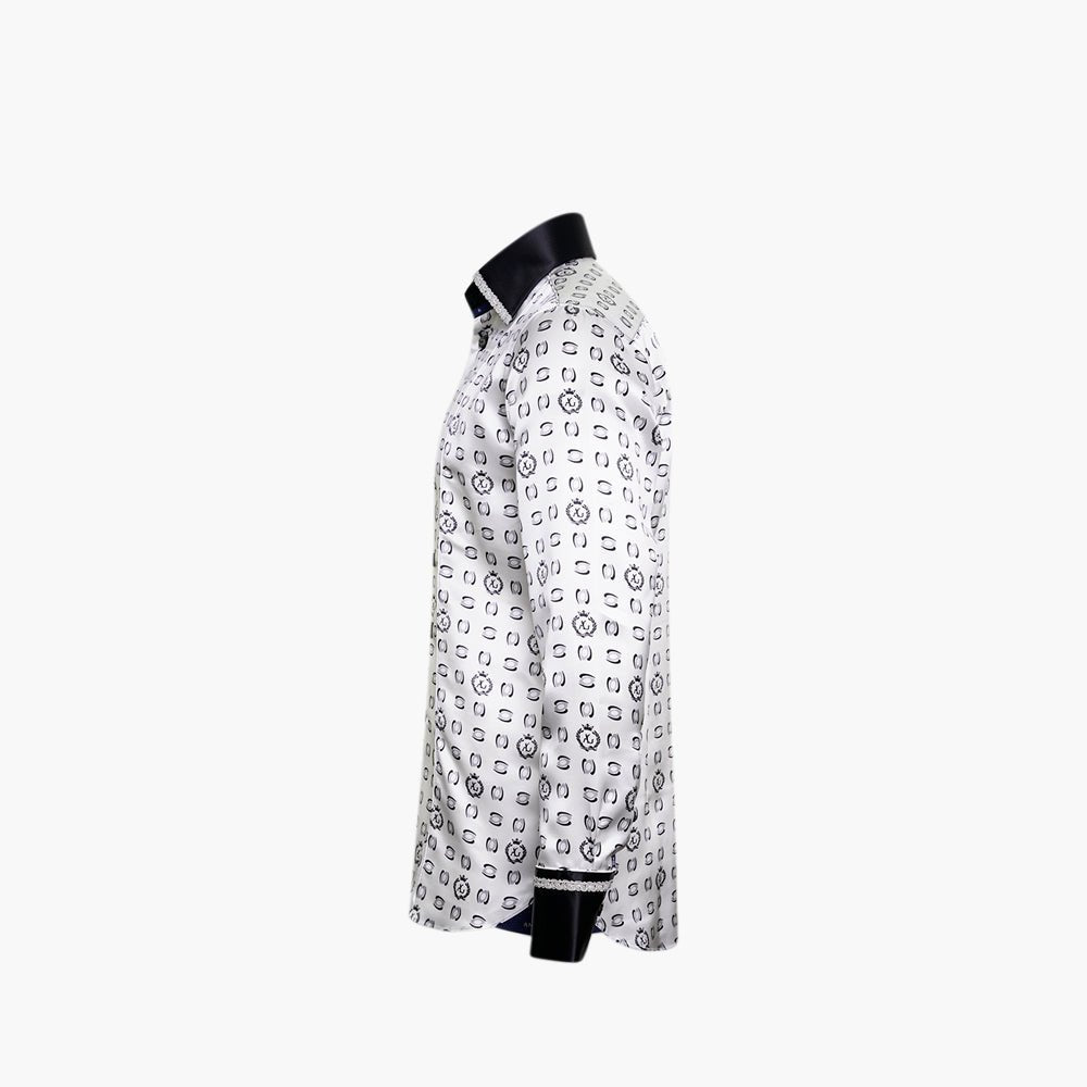 White & Grey AG Alloro Silk Shirt - Angelo Galasso - Luxury Italian Menswear London