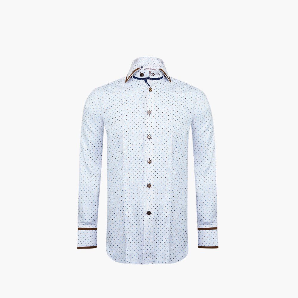 Brown & White Herrigbone Mason Shirt - Angelo Galasso - Luxury Italian Menswear London