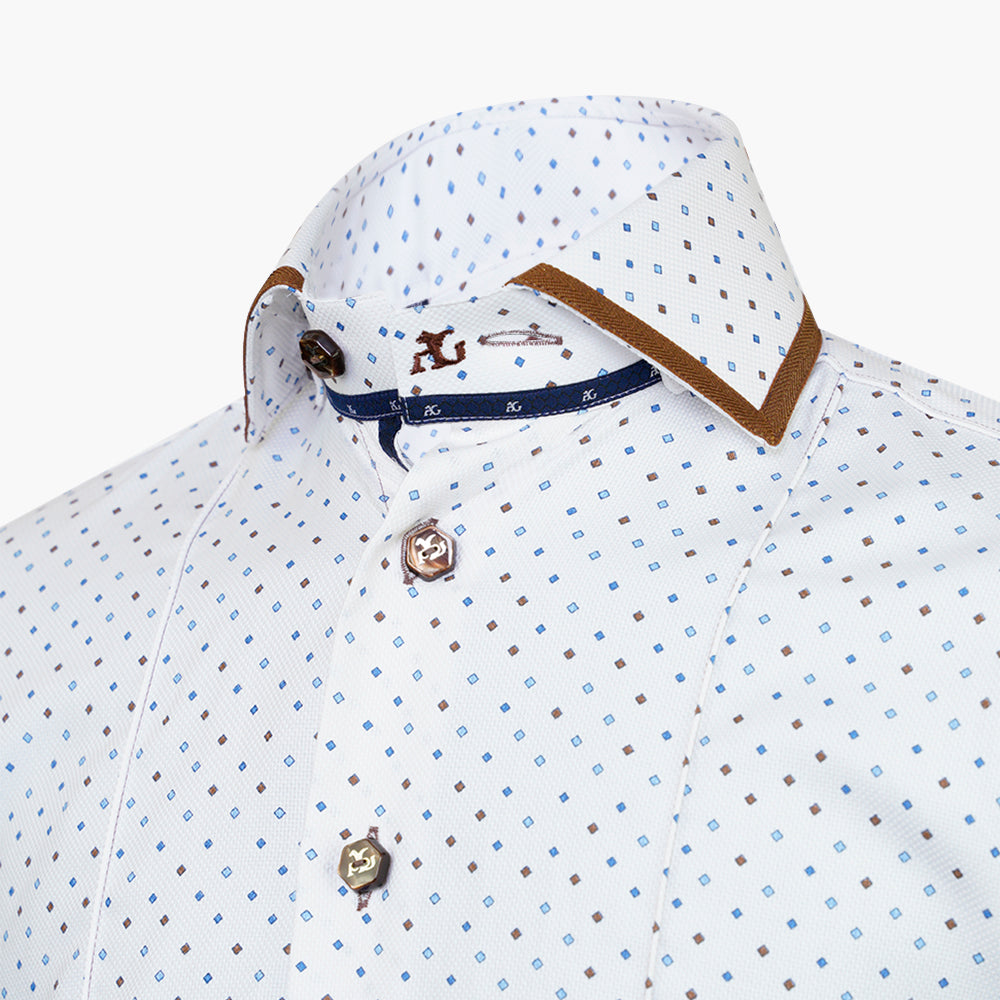 Brown & White Herrigbone Mason Shirt -