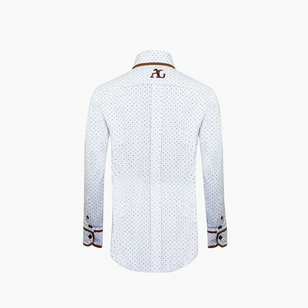 Brown & White Herrigbone Mason Shirt - Angelo Galasso - Luxury Italian Menswear London