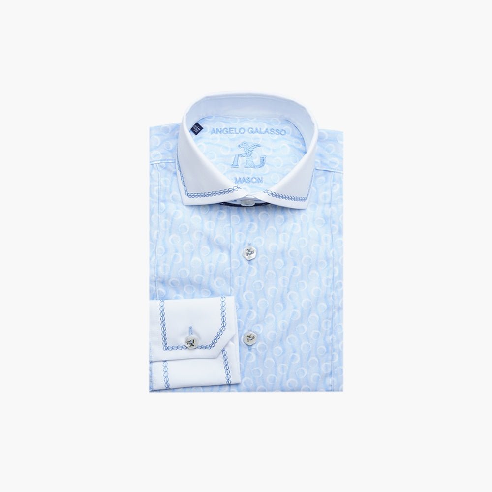 Celeste & White Olympia Mason Shirt - Angelo Galasso - Luxury Italian Menswear London