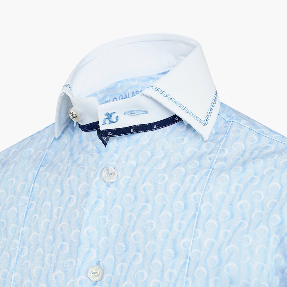 Celeste & White Olympia Mason Shirt - Angelo Galasso - Luxury Italian Menswear London