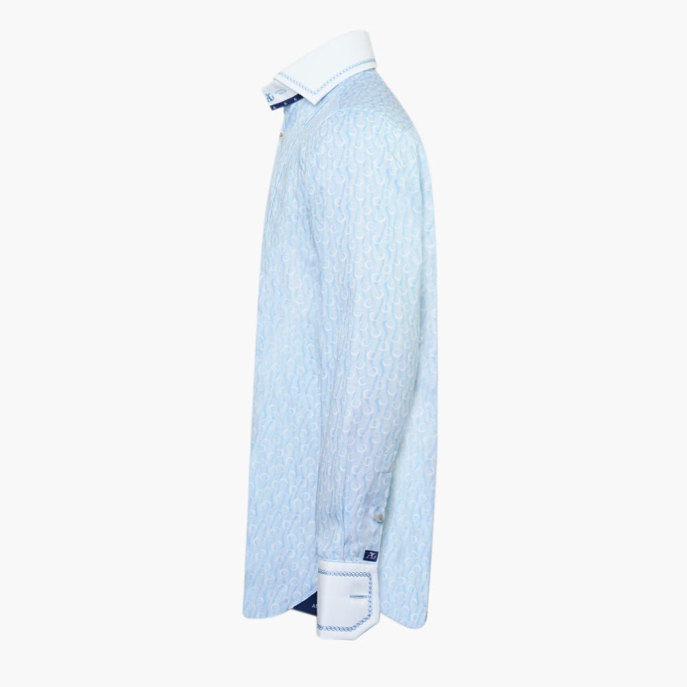 Celeste & White Olympia Mason Shirt - Angelo Galasso - Luxury Italian Menswear London