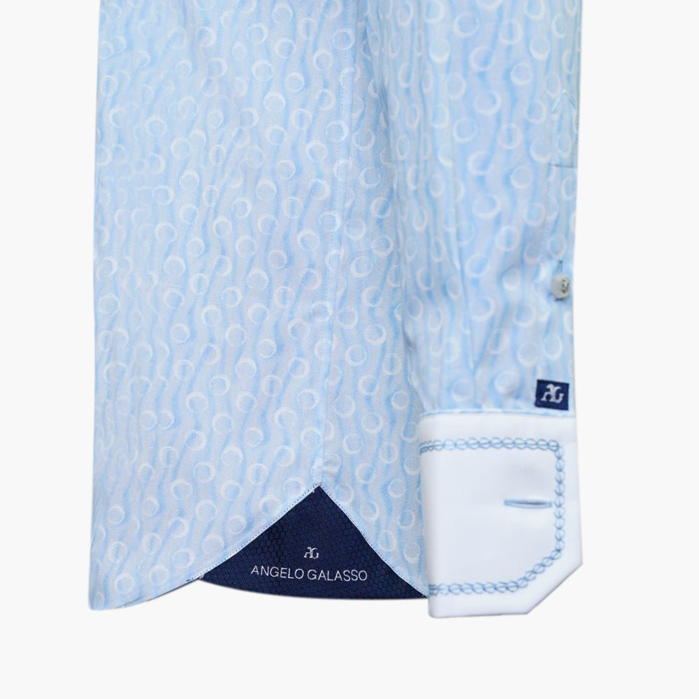 Celeste & White Olympia Mason Shirt - Angelo Galasso - Luxury Italian Menswear London