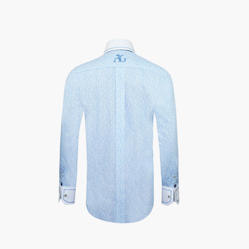 Celeste & White Olympia Mason Shirt - Angelo Galasso - Luxury Italian Menswear London