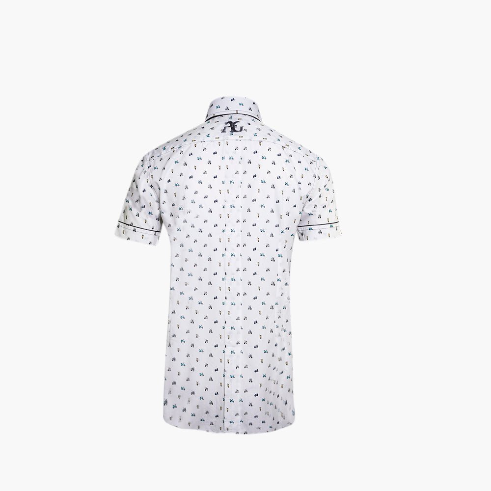 White Vespa Short Sleeves Mason Shirt - Angelo Galasso - Luxury Italian Menswear London