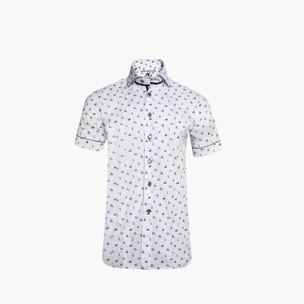 White Vespa Short Sleeves Mason Shirt - Angelo Galasso - Luxury Italian Menswear London