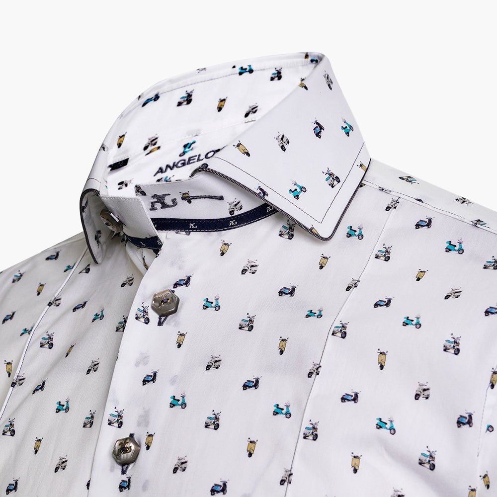 White Vespa Short Sleeves Mason Shirt - Angelo Galasso - Luxury Italian Menswear London