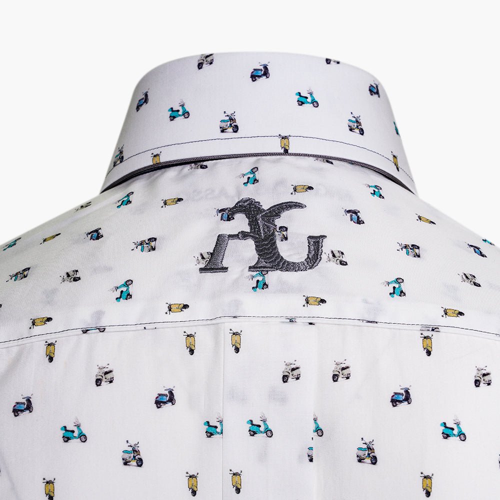 White Vespa Short Sleeves Mason Shirt - Angelo Galasso - Luxury Italian Menswear London