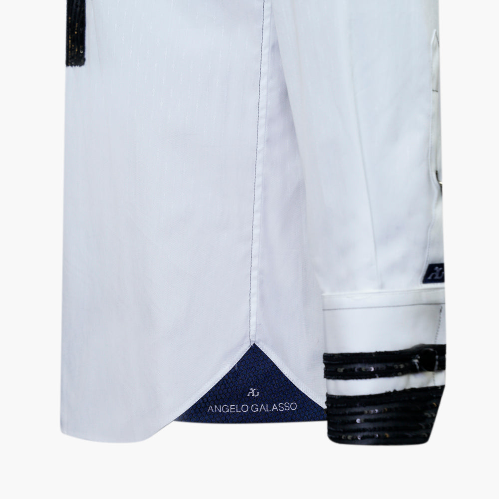 Black & White Paillettes Striped Corleone Shirt -