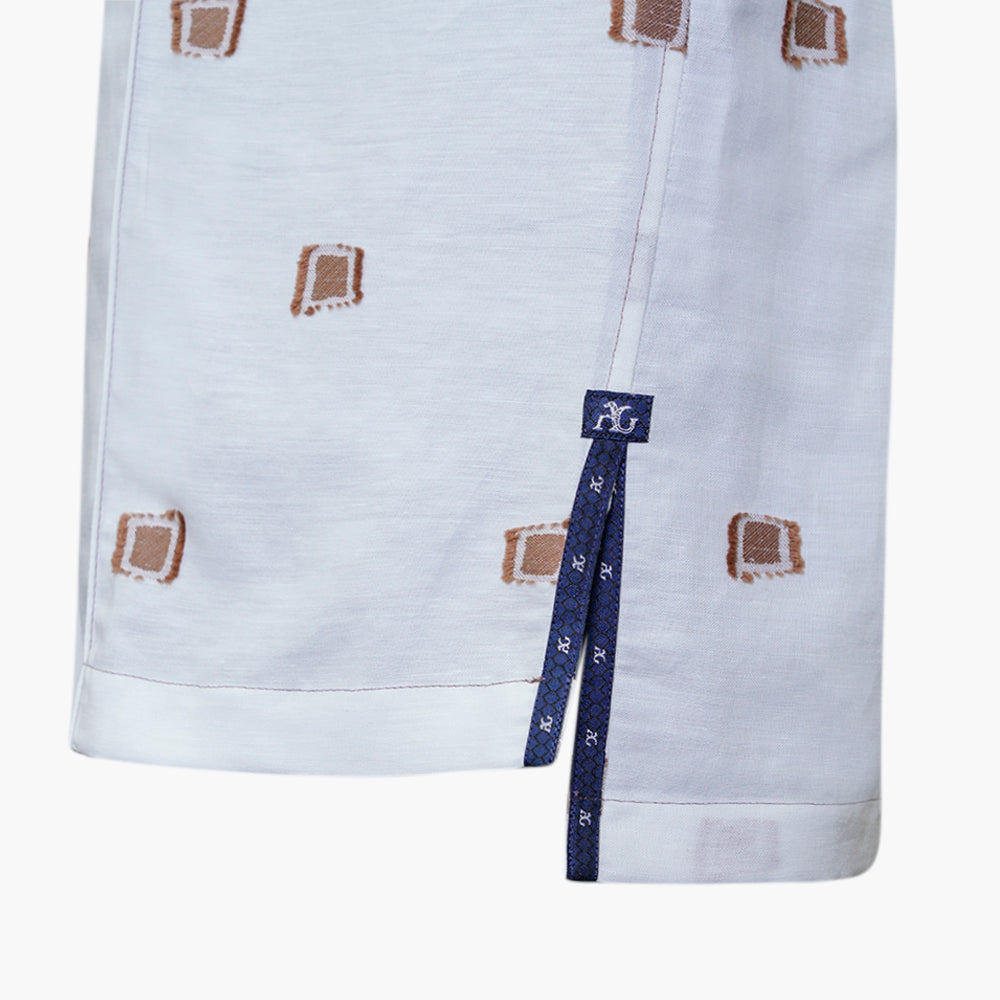 White & Brown Camogli Fil Coupe Mason Shirt - AG25S1HAS20