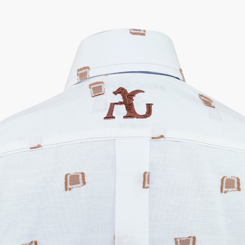 White & Brown Camogli Fil Coupe Mason Shirt - AG25S1HAS20