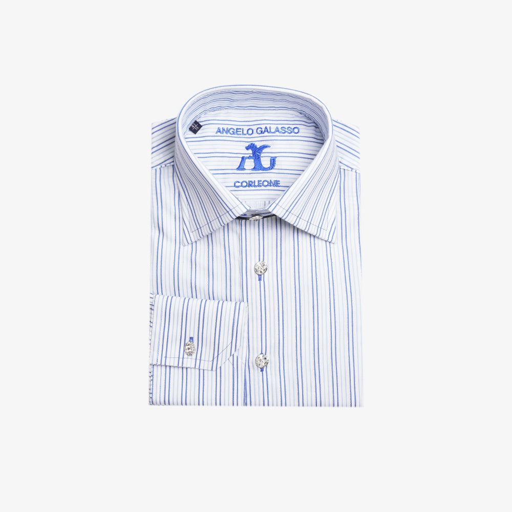 White & Blue Striped Silver Corleone Shirt - AG25S1HAS25
