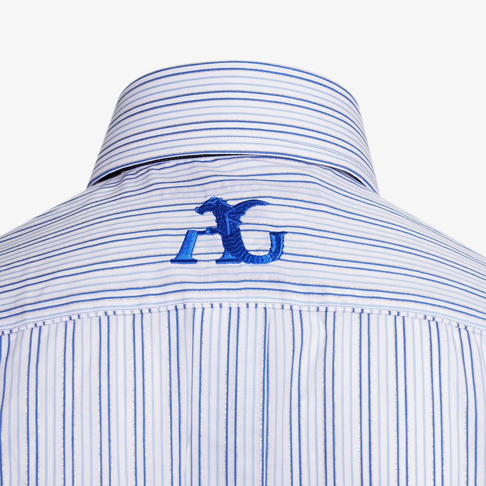 White & Blue Striped Silver Corleone Shirt - AG25S1HAS25