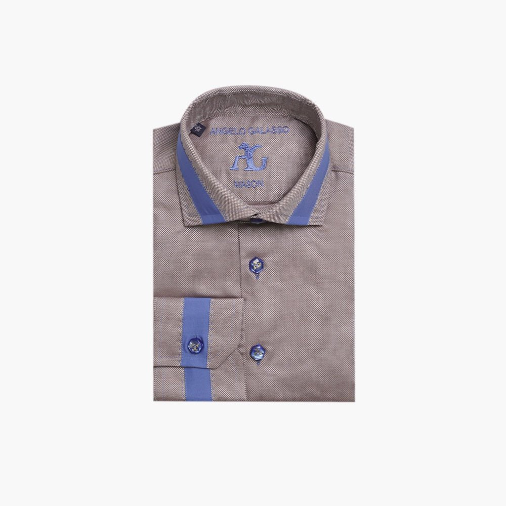 Brown & Blue Fremont Mason Shirt - Angelo Galasso - Luxury Italian Menswear London