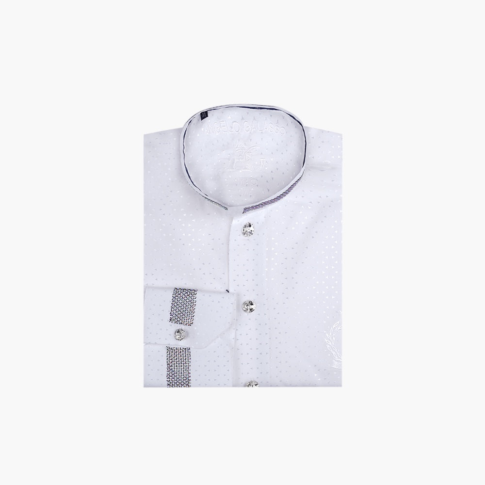 White Jacquard Alloro Strass Mao Shirt - AG25S1HAS28