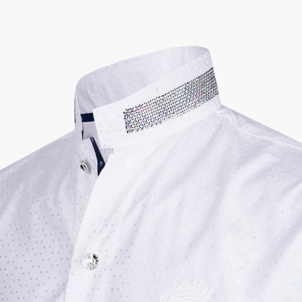 White Jacquard Alloro Strass Mao Shirt - AG25S1HAS28