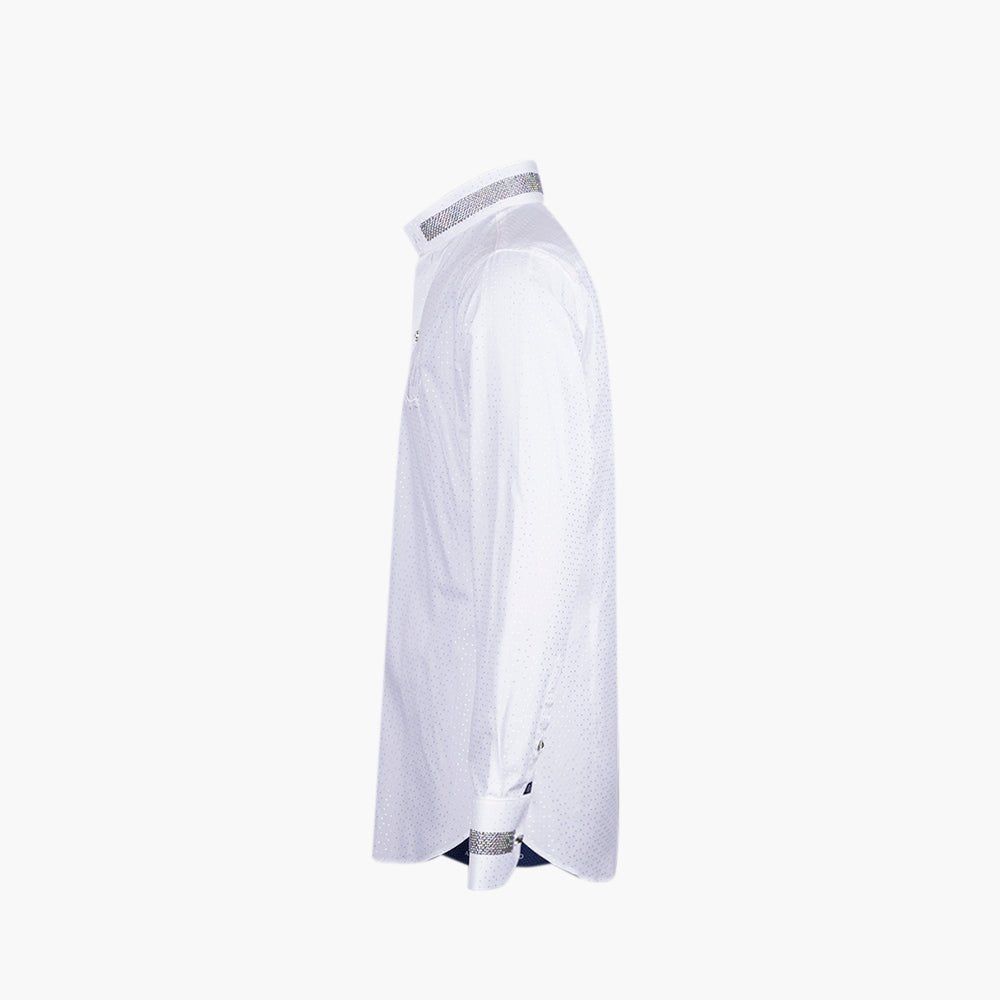 White Jacquard Alloro Strass Mao Shirt - Angelo Galasso - Luxury Italian Menswear London