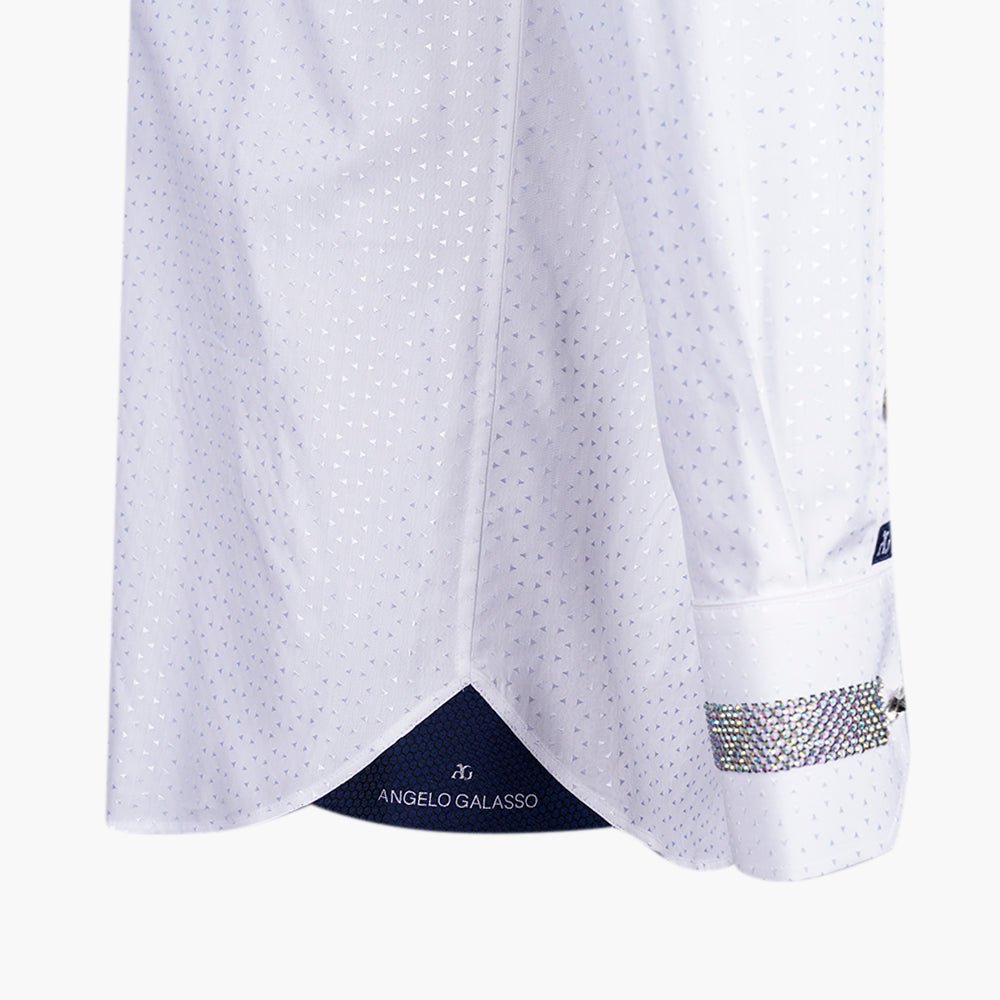 White Jacquard Alloro Strass Mao Shirt - Angelo Galasso - Luxury Italian Menswear London