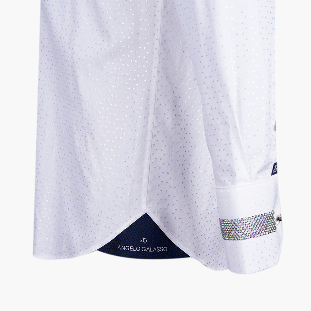 White Jacquard Alloro Strass Mao Shirt - AG25S1HAS28