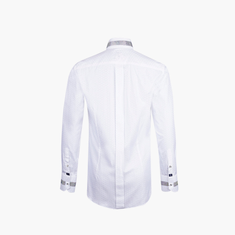 White Jacquard Alloro Strass Mao Shirt - AG25S1HAS28