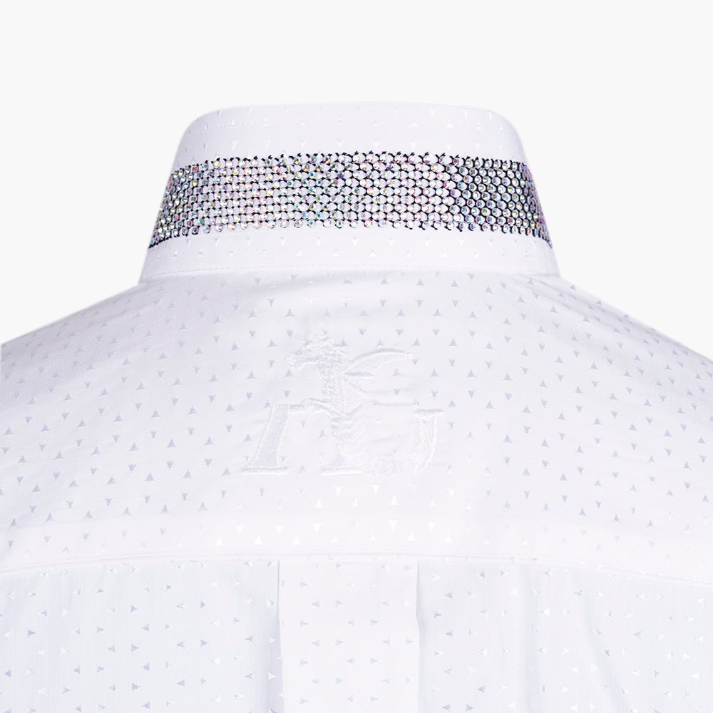 White Jacquard Alloro Strass Mao Shirt - Angelo Galasso - Luxury Italian Menswear London