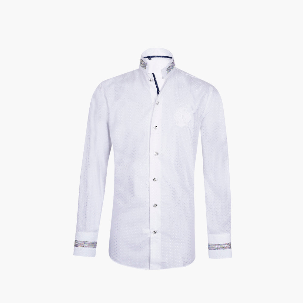 White Jacquard Alloro Strass Mao Shirt - AG25S1HAS28
