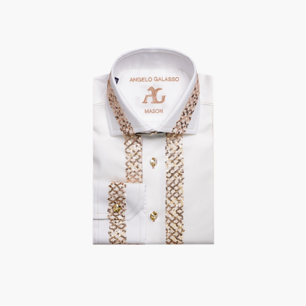 Cream Tulle Gold Paillettes Mason Shirt -