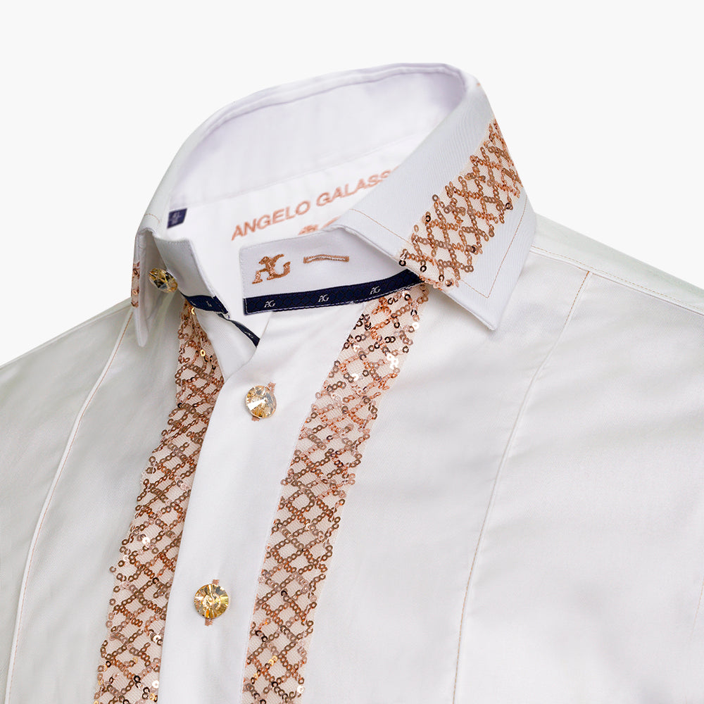 Cream Tulle Gold Paillettes Mason Shirt -