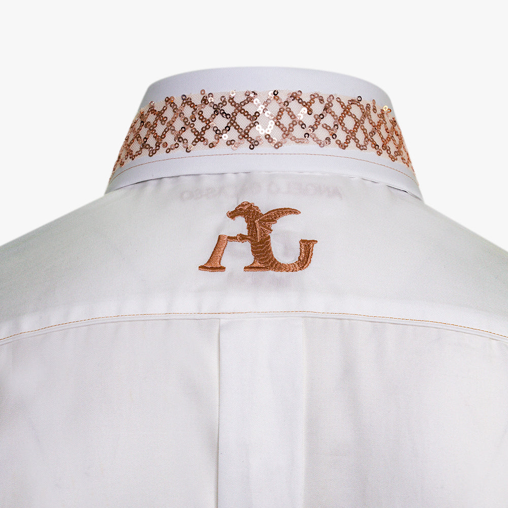 Cream Tulle Gold Paillettes Mason Shirt -