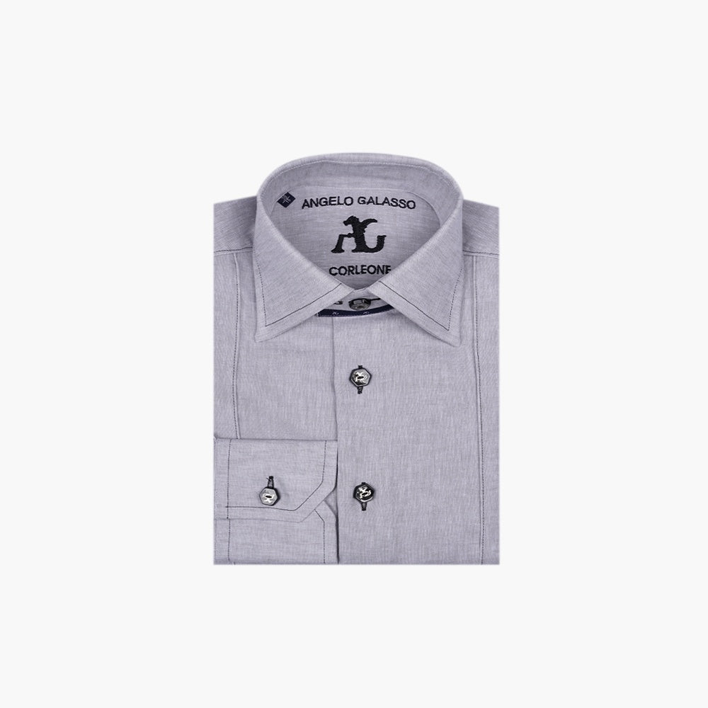 Grey Corleone Linen Shirt - Angelo Galasso - Luxury Italian Menswear London