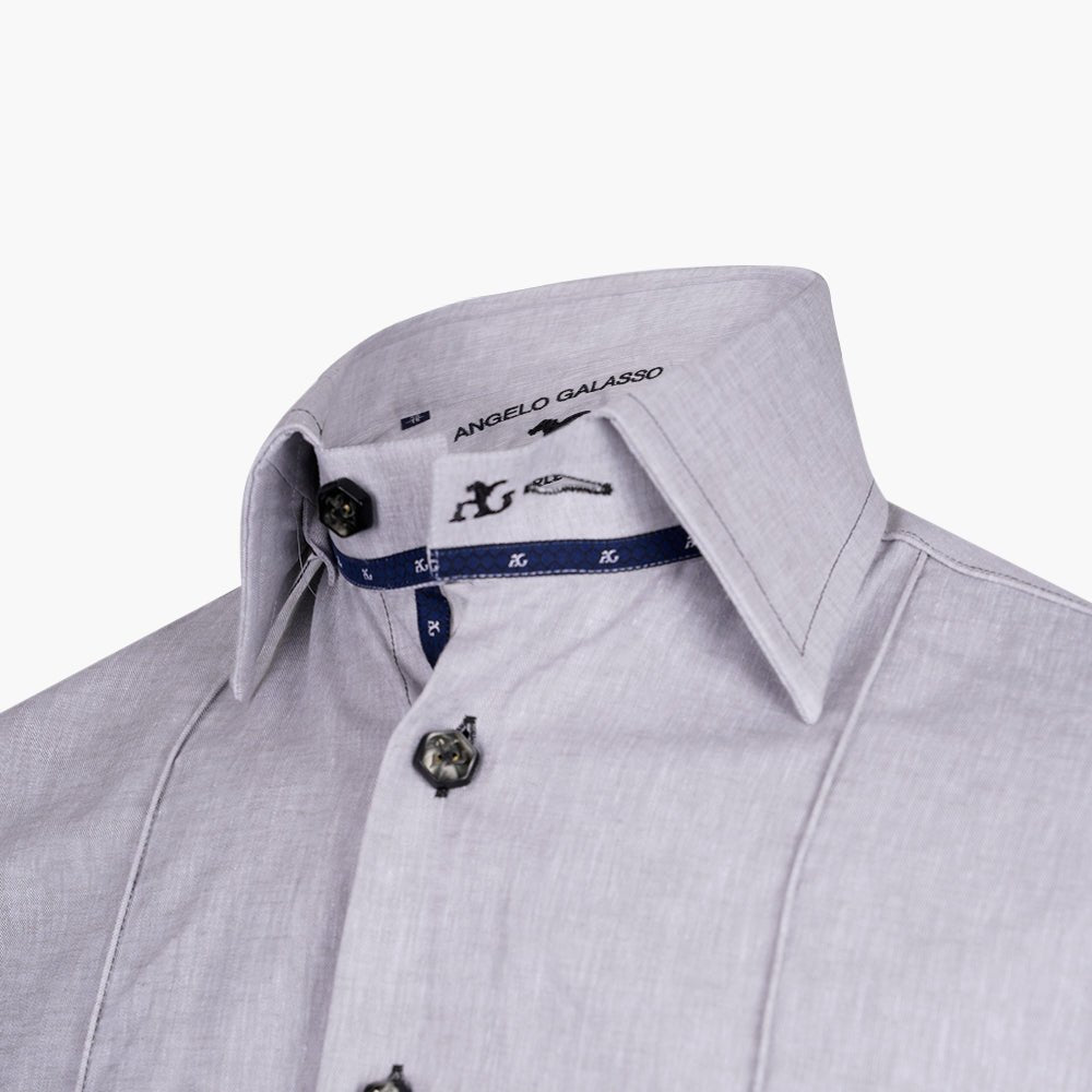 Grey Corleone Linen Shirt - Angelo Galasso - Luxury Italian Menswear London