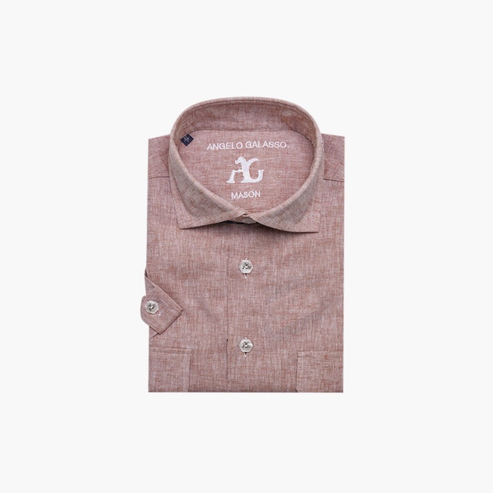 Salmon Alloro Linen Short Sleeves - Angelo Galasso - Luxury Italian Menswear London
