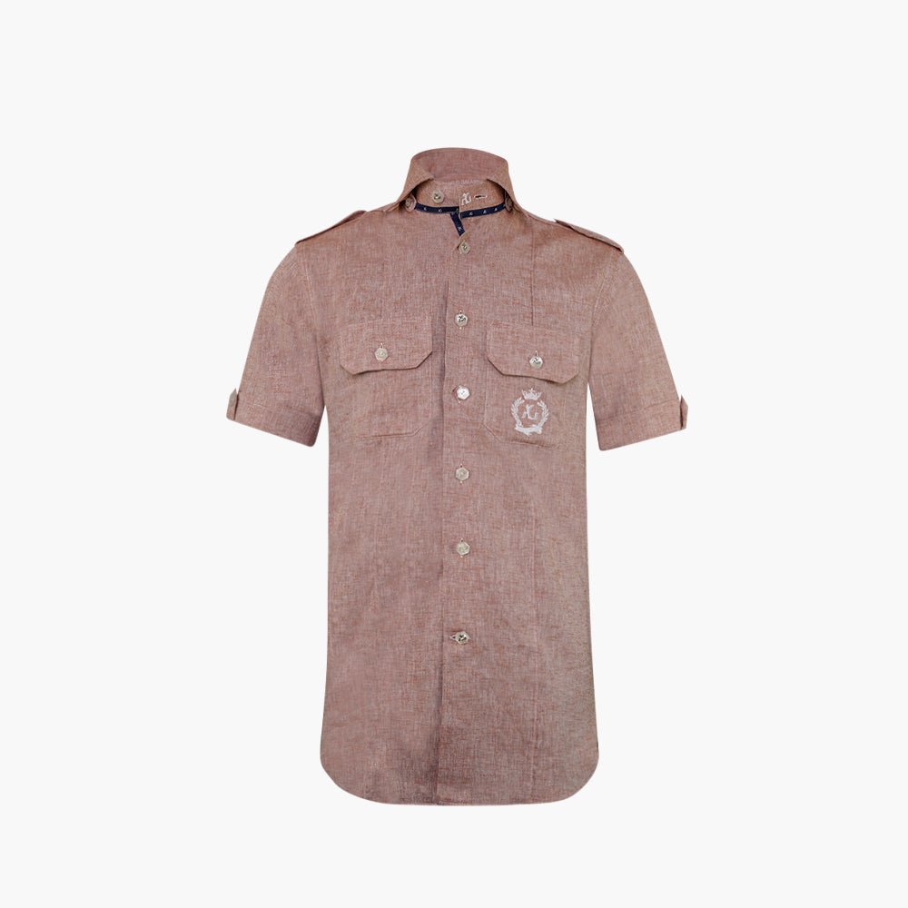 Salmon Alloro Linen Short Sleeves - Angelo Galasso - Luxury Italian Menswear London