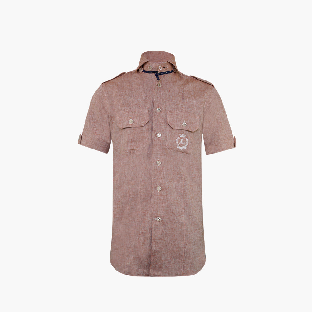 Salmon Alloro Linen Short Sleeves - AG25S1HAS32