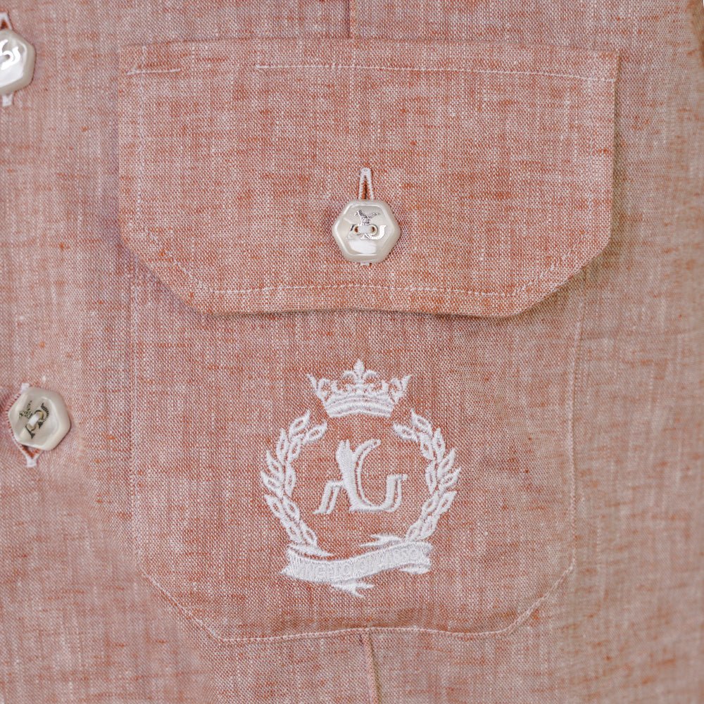 Salmon Alloro Linen Short Sleeves - Angelo Galasso - Luxury Italian Menswear London
