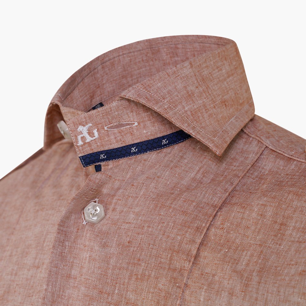 Salmon Alloro Linen Short Sleeves - Angelo Galasso - Luxury Italian Menswear London