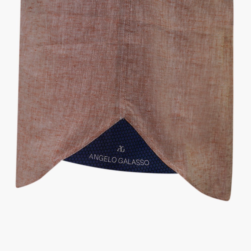 Salmon Alloro Linen Short Sleeves - Angelo Galasso - Luxury Italian Menswear London