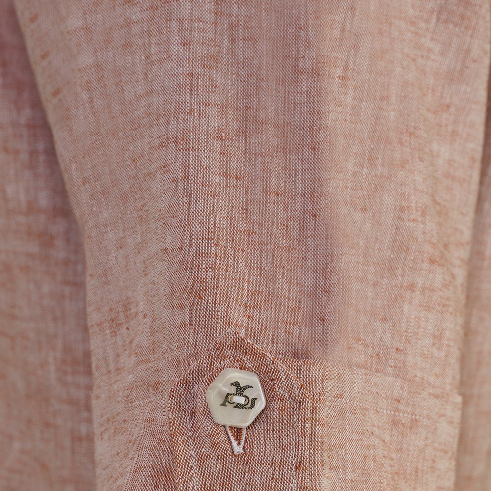 Salmon Alloro Linen Short Sleeves - Angelo Galasso - Luxury Italian Menswear London