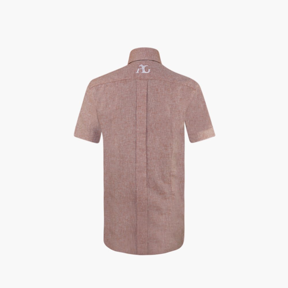 Salmon Alloro Linen Short Sleeves - Angelo Galasso - Luxury Italian Menswear London