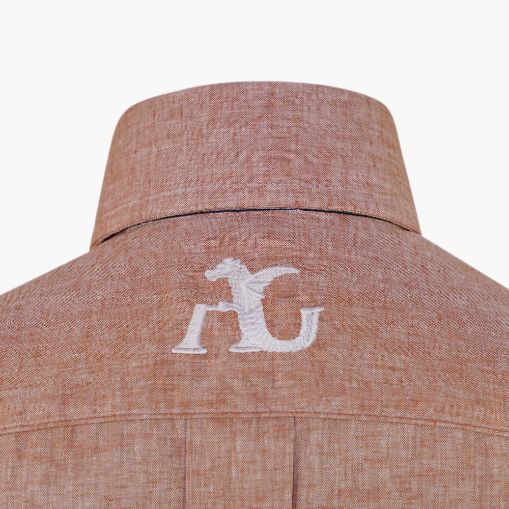 Salmon Alloro Linen Short Sleeves - Angelo Galasso - Luxury Italian Menswear London