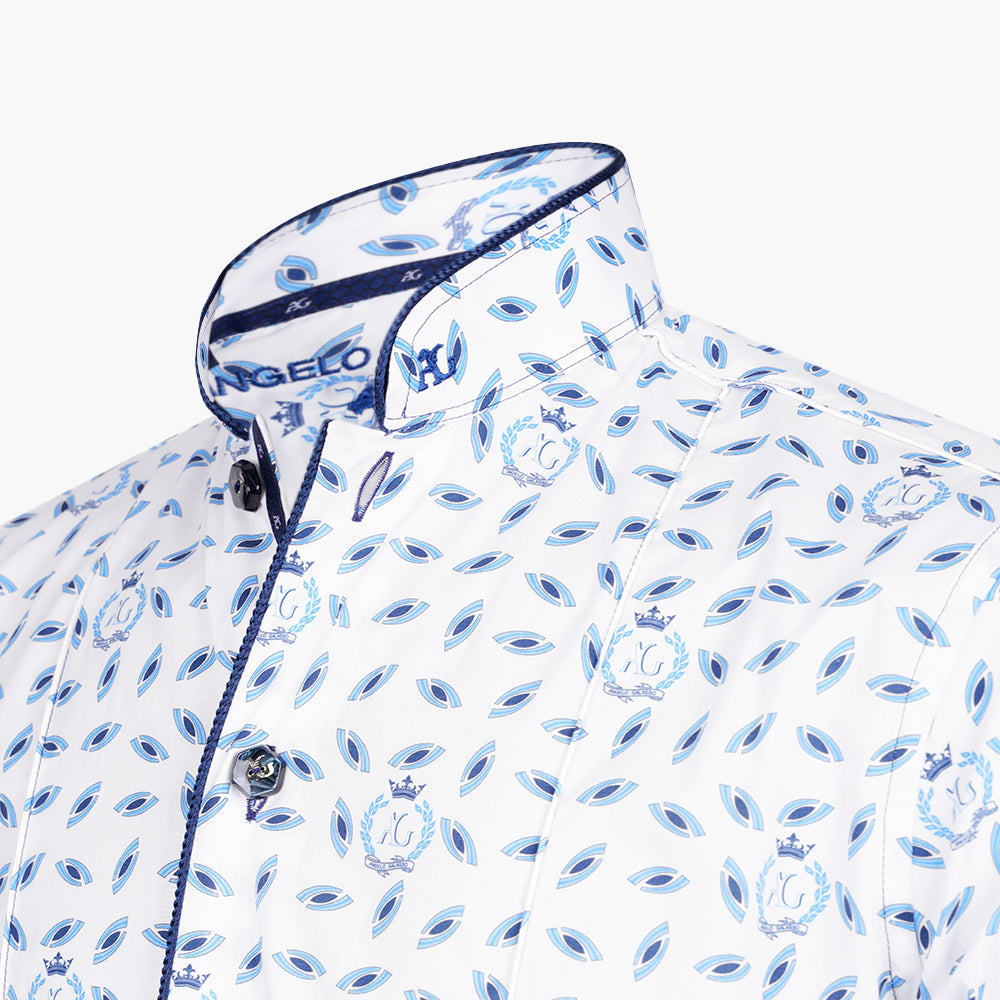 White & Blue Alloro Mao Short Sleeves Shirt - AG25S1HAS36