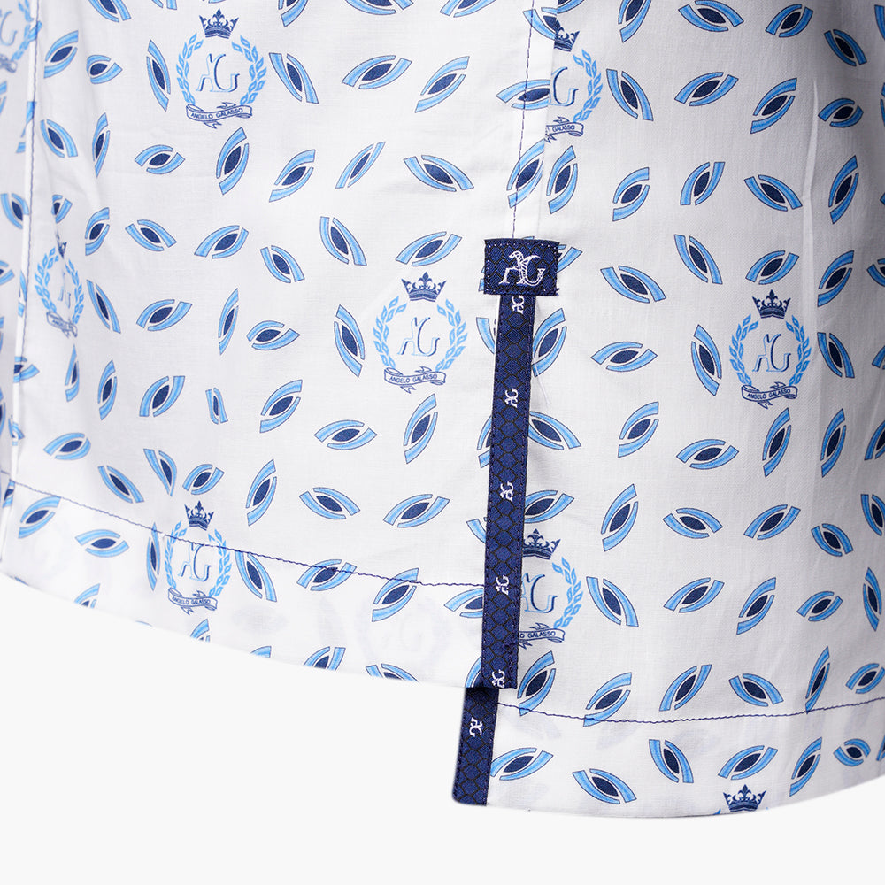 White & Blue Alloro Mao Short Sleeves Shirt - AG25S1HAS36