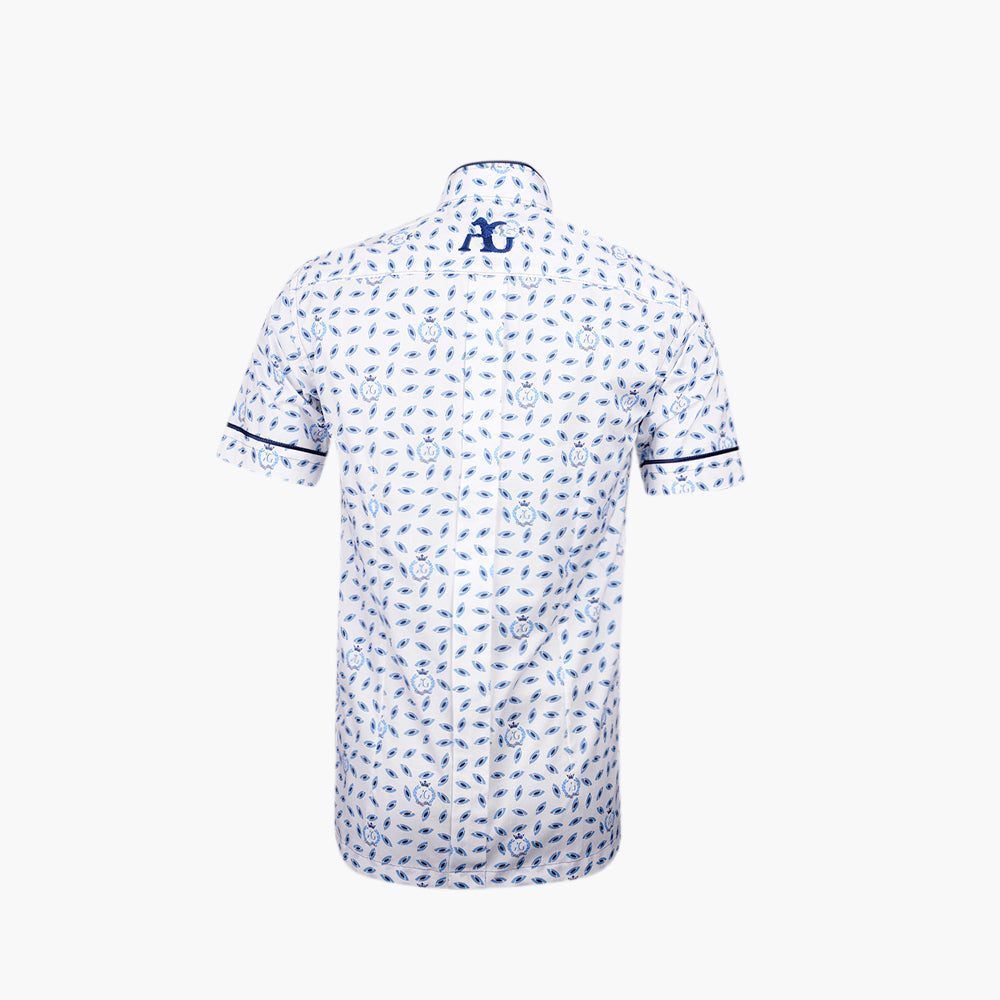 White & Blue Alloro Mao Short Sleeves Shirt - AG25S1HAS36