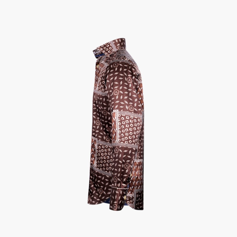 Brown & Beige Ag Patchwork Mason Shirt - Angelo Galasso - Luxury Italian Menswear London