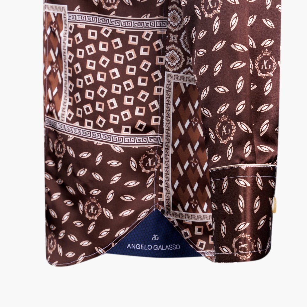 Brown & Beige Ag Patchwork Mason Shirt - Angelo Galasso - Luxury Italian Menswear London