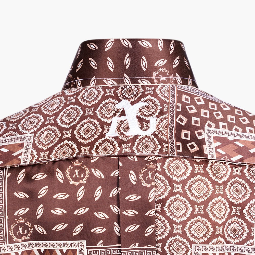 Brown & Beige Ag Patchwork Mason Shirt - Angelo Galasso - Luxury Italian Menswear London